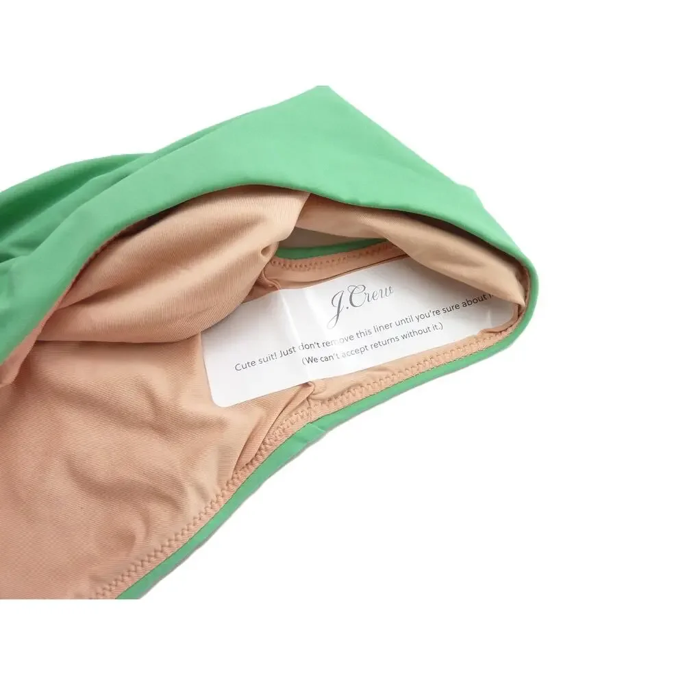 NWT J. Crew Women’s High Rise High Cut Leg Bikini Bottom Green Size S